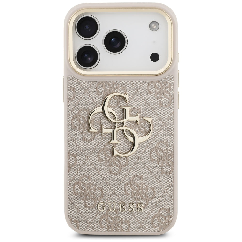 Guess 4G Big 4G Classic Logo Big Strap Metal Buttons Case for iPhone 17 Pro - Pink_2