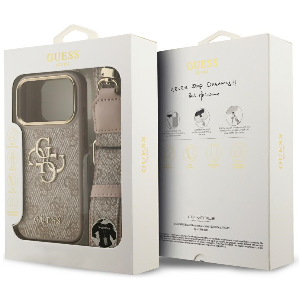 Guess 4G Big 4G Classic Logo Big Strap Metal Buttons Case for iPhone 17 Pro - Pink_8
