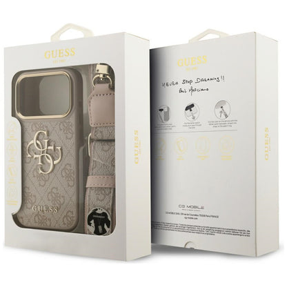 Guess 4G Big 4G Classic Logo Big Strap Metal Buttons Case for iPhone 17 Pro - Pink_8