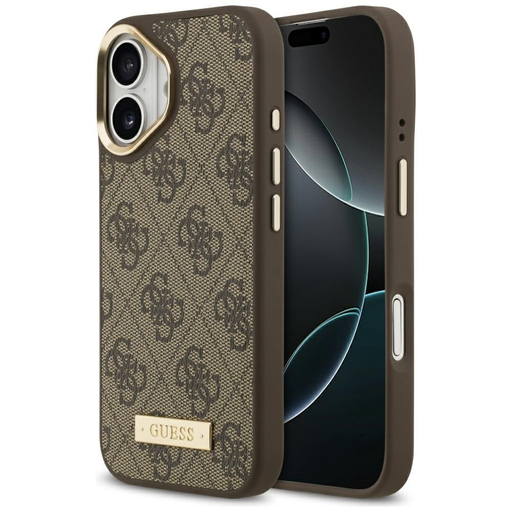 Guess 4G Logo Plate MagSafe case for iPhone 17 - brown_0