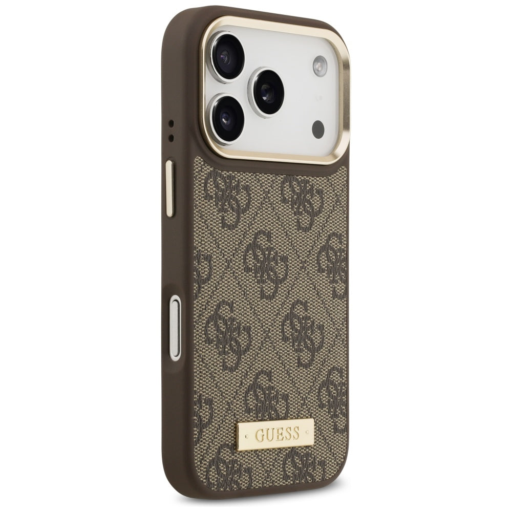 Guess 4G Logo Plate MagSafe case for iPhone 17 Pro - brown_3