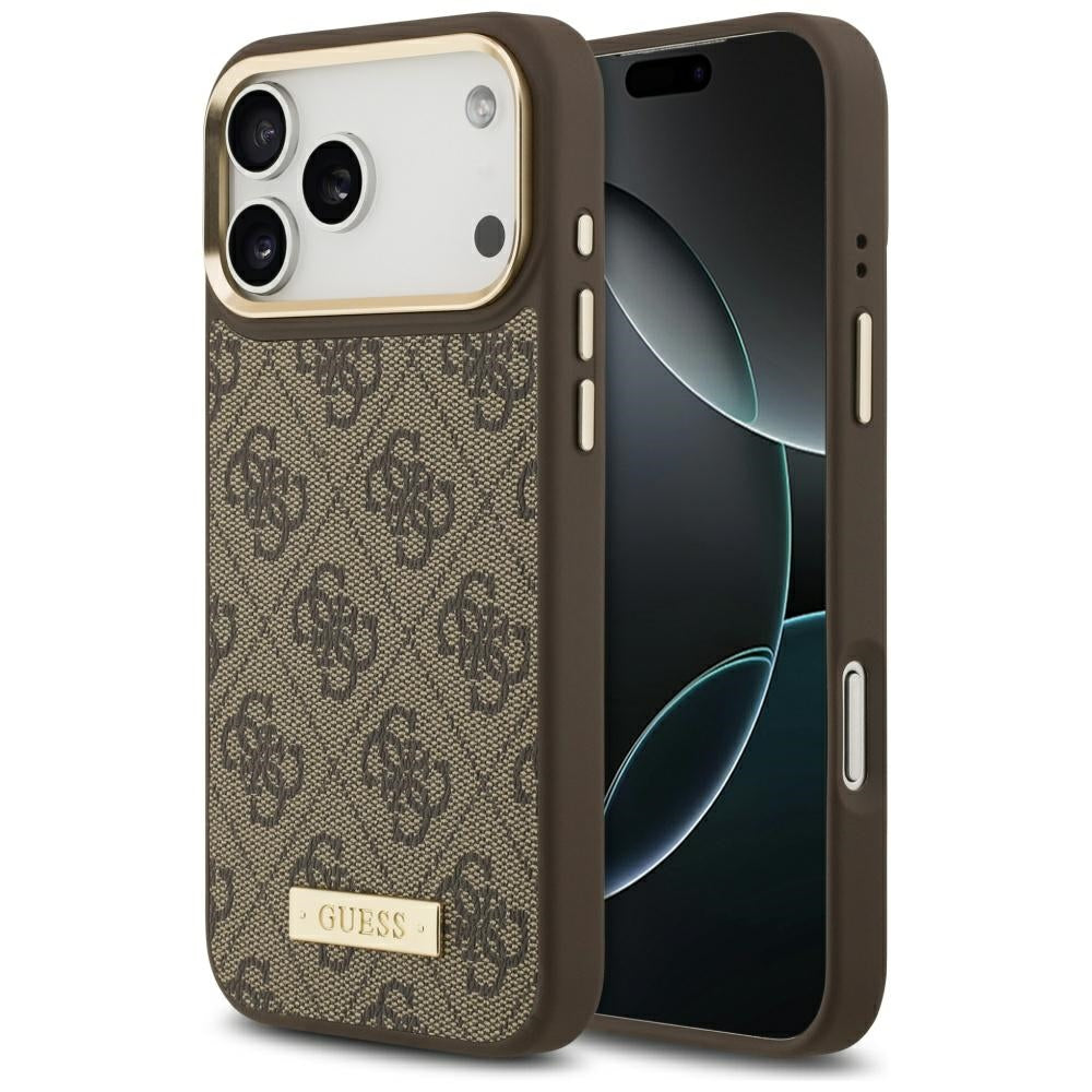 Guess 4G Logo Plate MagSafe Case for iPhone 17 Pro Max - Brown_0