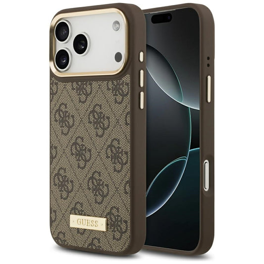 Guess 4G Logo Plate MagSafe Case for iPhone 17 Pro Max - Brown_0