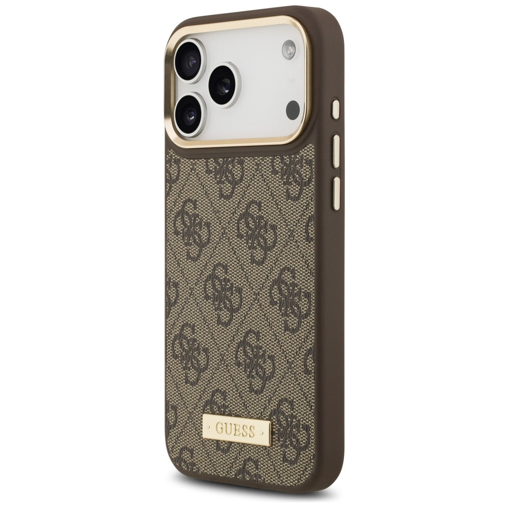 Guess 4G Logo Plate MagSafe Case for iPhone 17 Pro Max - Brown_1