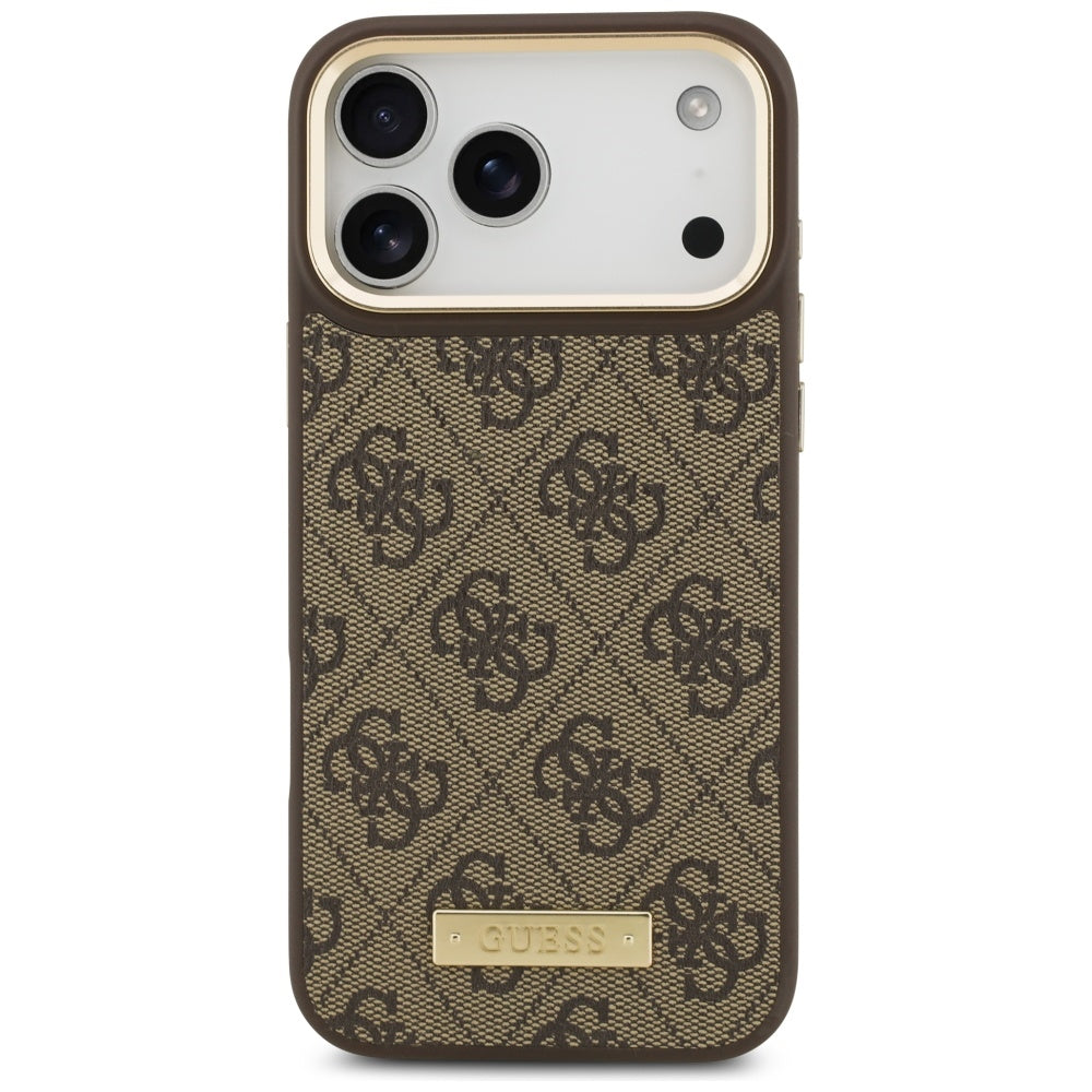 Guess 4G Logo Plate MagSafe Case for iPhone 17 Pro Max - Brown_2