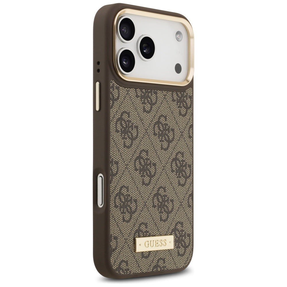 Guess 4G Logo Plate MagSafe Case for iPhone 17 Pro Max - Brown_3