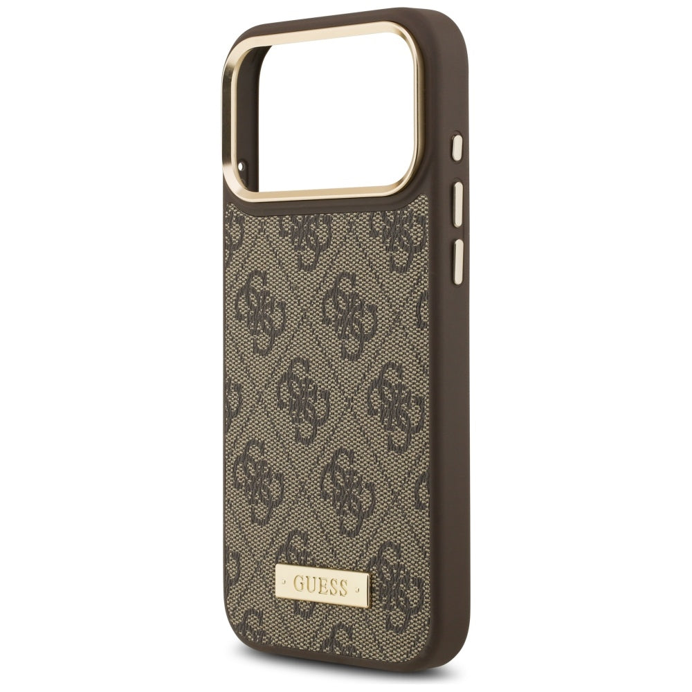 Guess 4G Logo Plate MagSafe Case for iPhone 17 Pro Max - Brown_5
