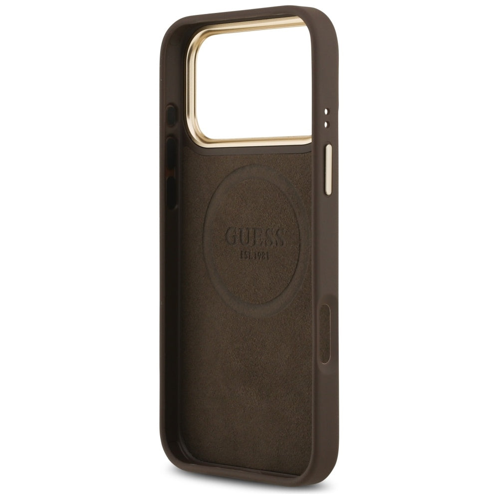 Guess 4G Logo Plate MagSafe Case for iPhone 17 Pro Max - Brown_6