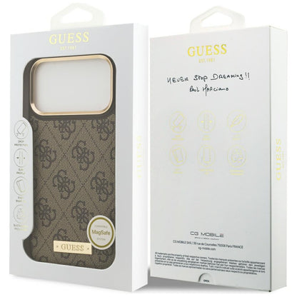 Guess 4G Logo Plate MagSafe Case for iPhone 17 Pro Max - Brown_7