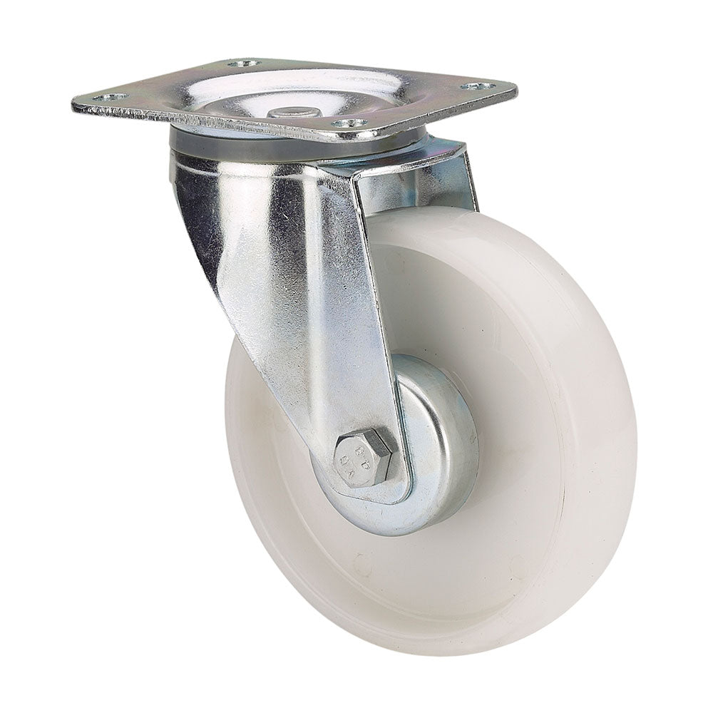 Roda giratÃ³ria polyamix com placa e eixo liso, branco, carga mÃ¡x. 170 kg, Ã¸ 12,5 cm_0