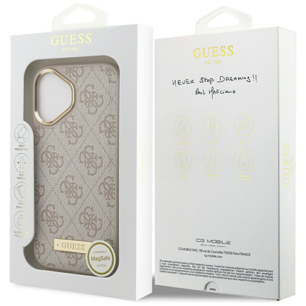 Guess 4G Logo Plate MagSafe Case for iPhone 17 - Pink_7