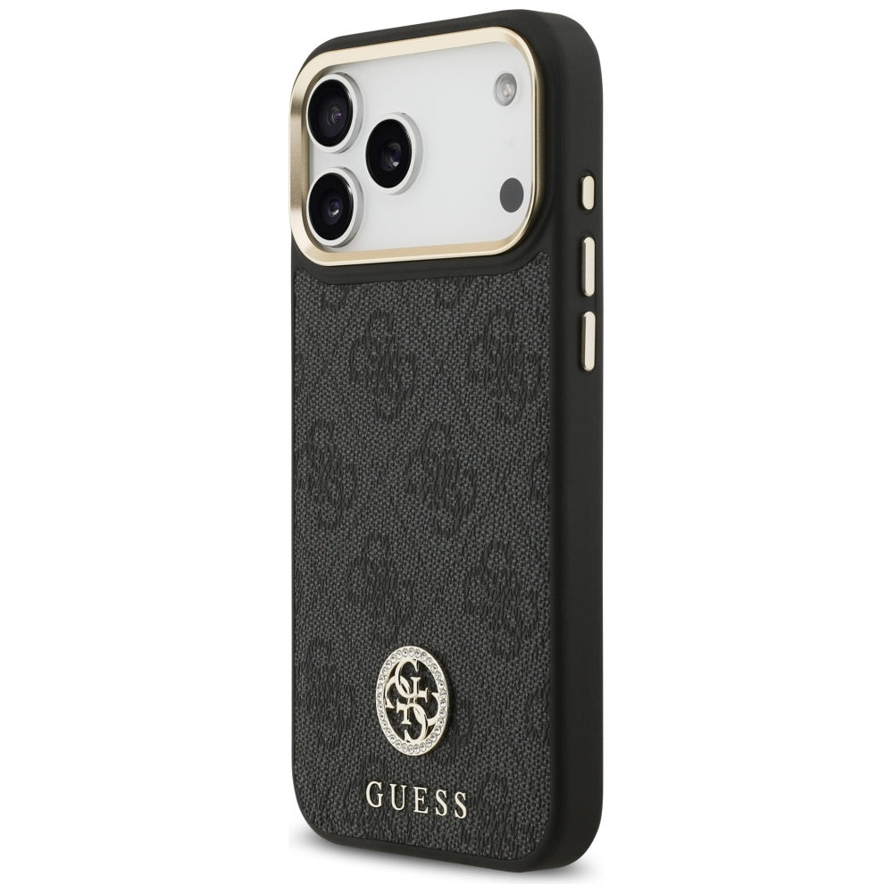 Guess 4G Srtass Logo &amp; Big Strap Metal Buttons MagSafe Case for iPhone 17 Pro Max - Black_1