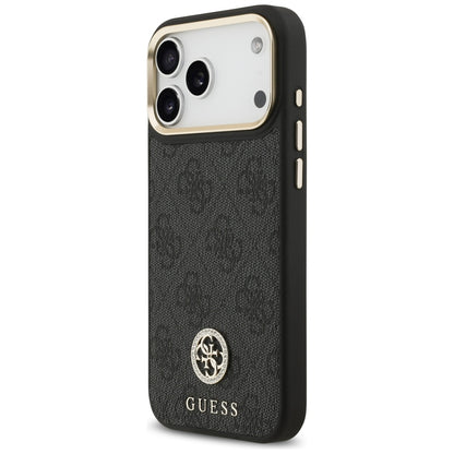 Guess 4G Srtass Logo &amp; Big Strap Metal Buttons MagSafe Case for iPhone 17 Pro Max - Black_1