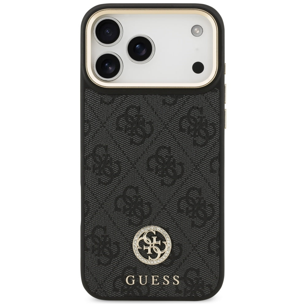 Guess 4G Srtass Logo &amp; Big Strap Metal Buttons MagSafe Case for iPhone 17 Pro Max - Black_2