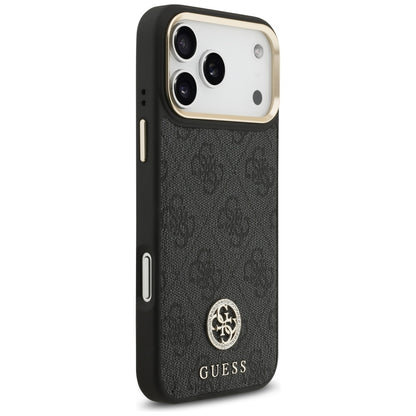 Guess 4G Srtass Logo &amp; Big Strap Metal Buttons MagSafe Case for iPhone 17 Pro Max - Black_3