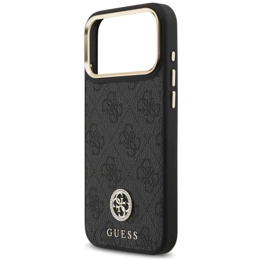 Guess 4G Srtass Logo &amp; Big Strap Metal Buttons MagSafe Case for iPhone 17 Pro Max - Black_5