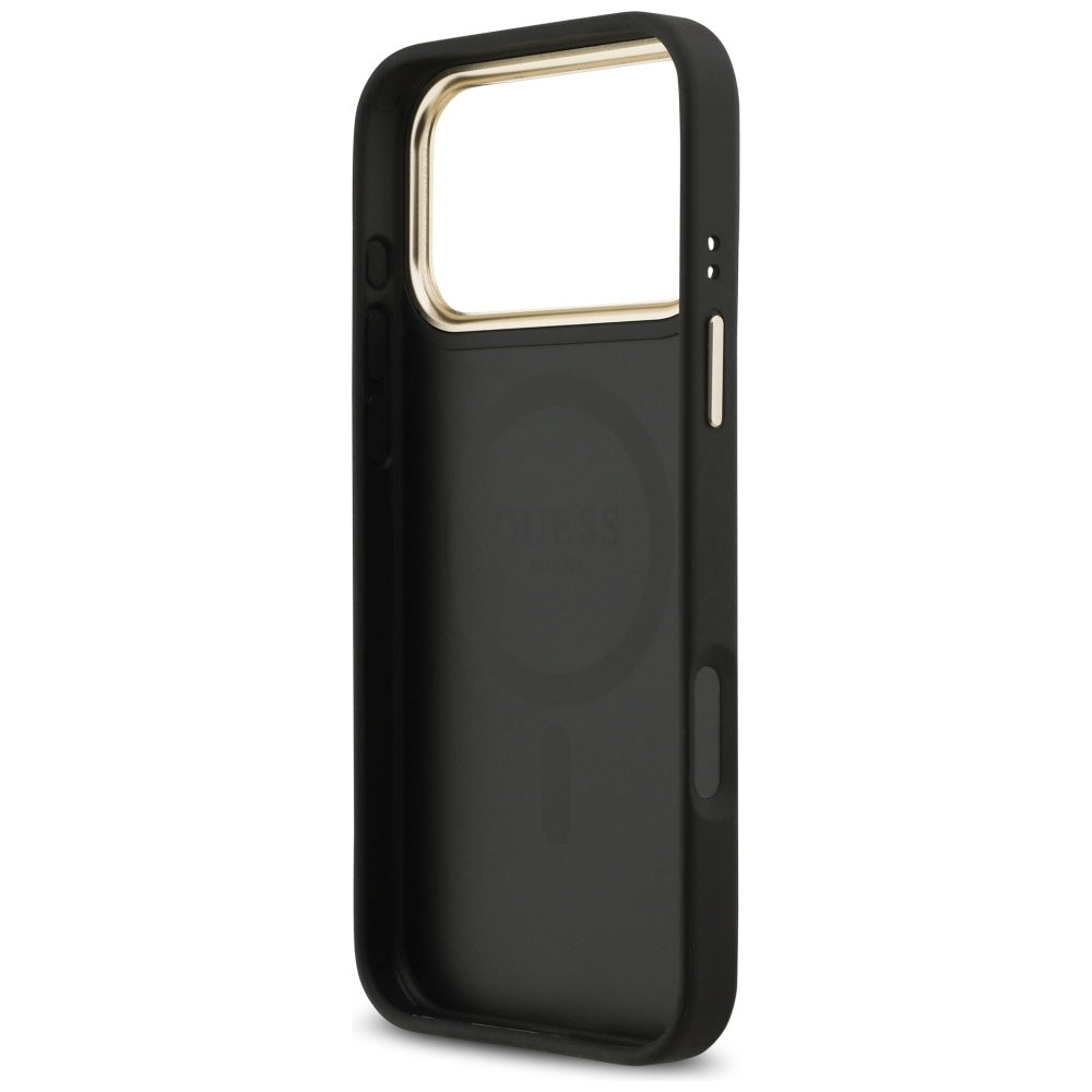Guess 4G Srtass Logo &amp; Big Strap Metal Buttons MagSafe Case for iPhone 17 Pro Max - Black_6