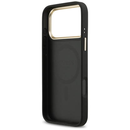 Guess 4G Srtass Logo &amp; Big Strap Metal Buttons MagSafe Case for iPhone 17 Pro Max - Black_6