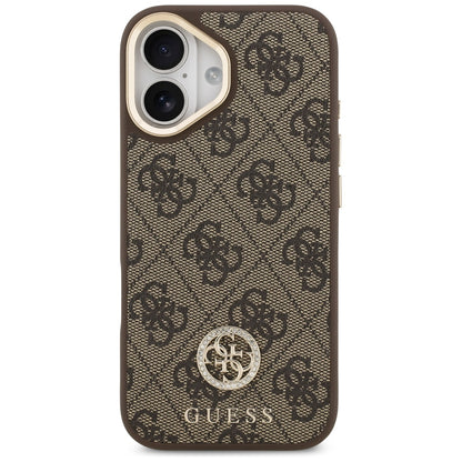 Guess 4G Strass Logo &amp; Big Strap Metal Buttons MagSafe Case for iPhone 17 - Brown_2