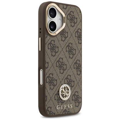 Guess 4G Strass Logo &amp; Big Strap Metal Buttons MagSafe Case for iPhone 17 - Brown_3