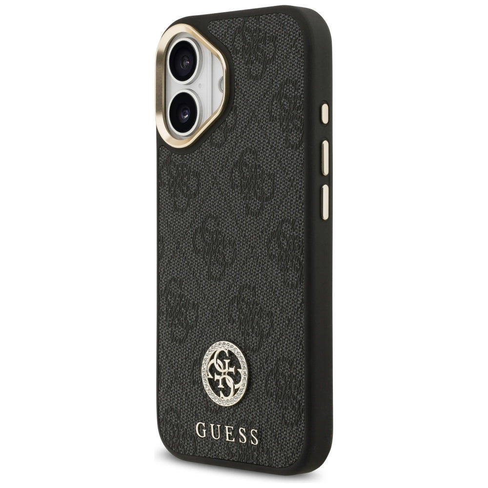 Guess 4G Strass Logo &amp; Big Strap Metal Buttons MagSafe Case for iPhone 17 - Black_1