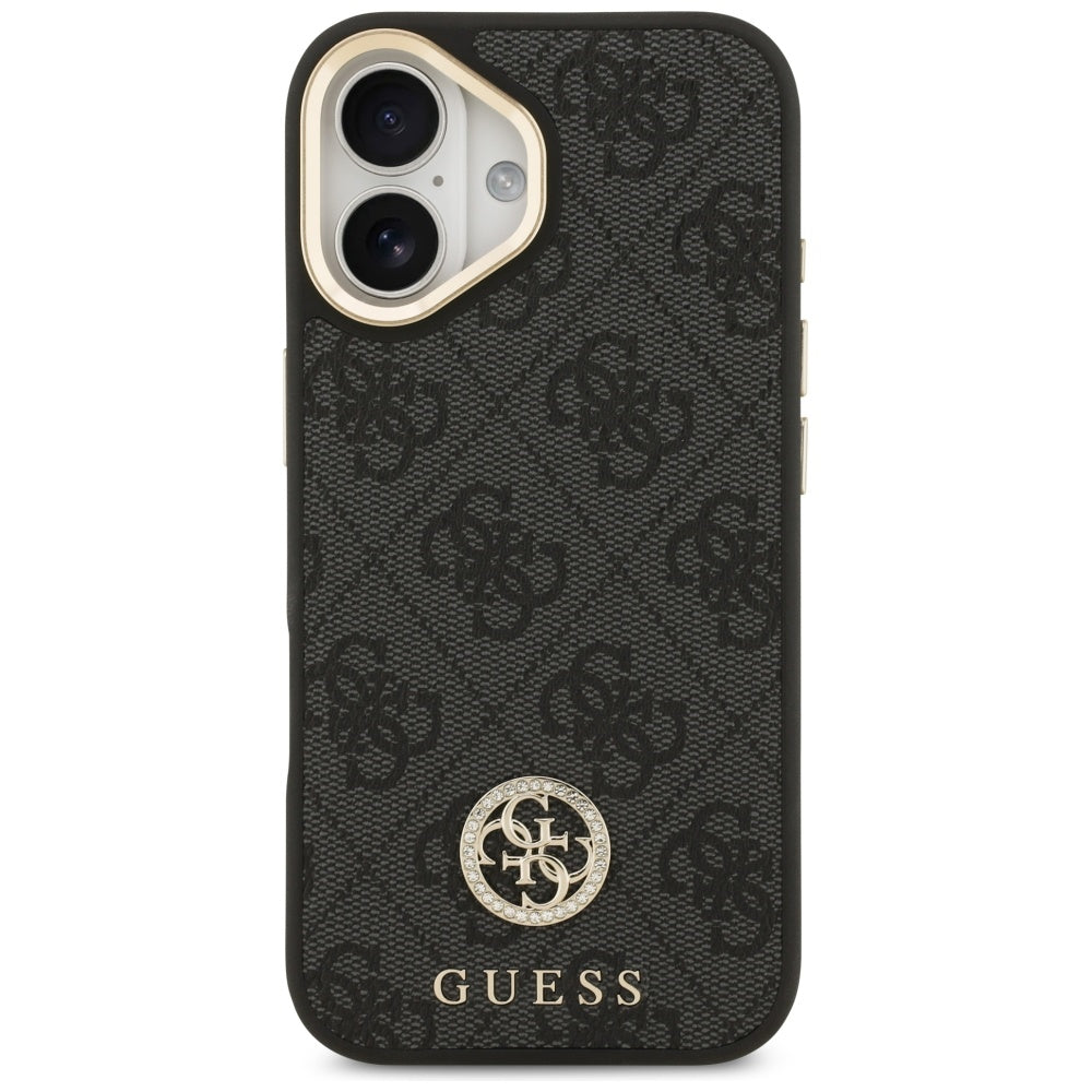 Guess 4G Strass Logo &amp; Big Strap Metal Buttons MagSafe Case for iPhone 17 - Black_2