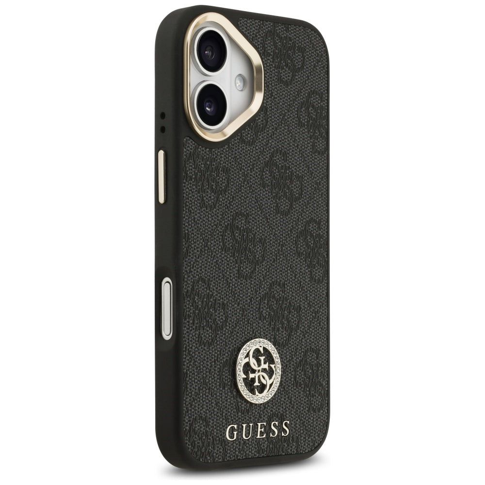 Guess 4G Strass Logo &amp; Big Strap Metal Buttons MagSafe Case for iPhone 17 - Black_3