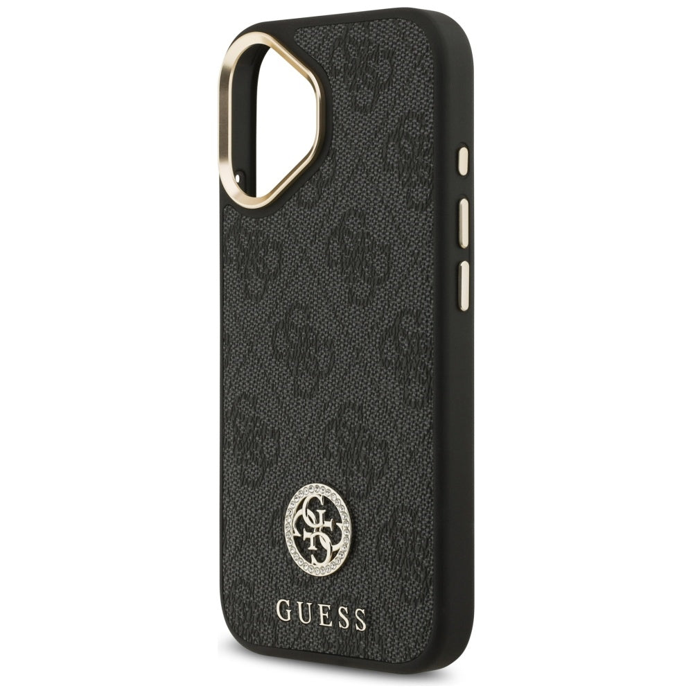 Guess 4G Strass Logo &amp; Big Strap Metal Buttons MagSafe Case for iPhone 17 - Black_5