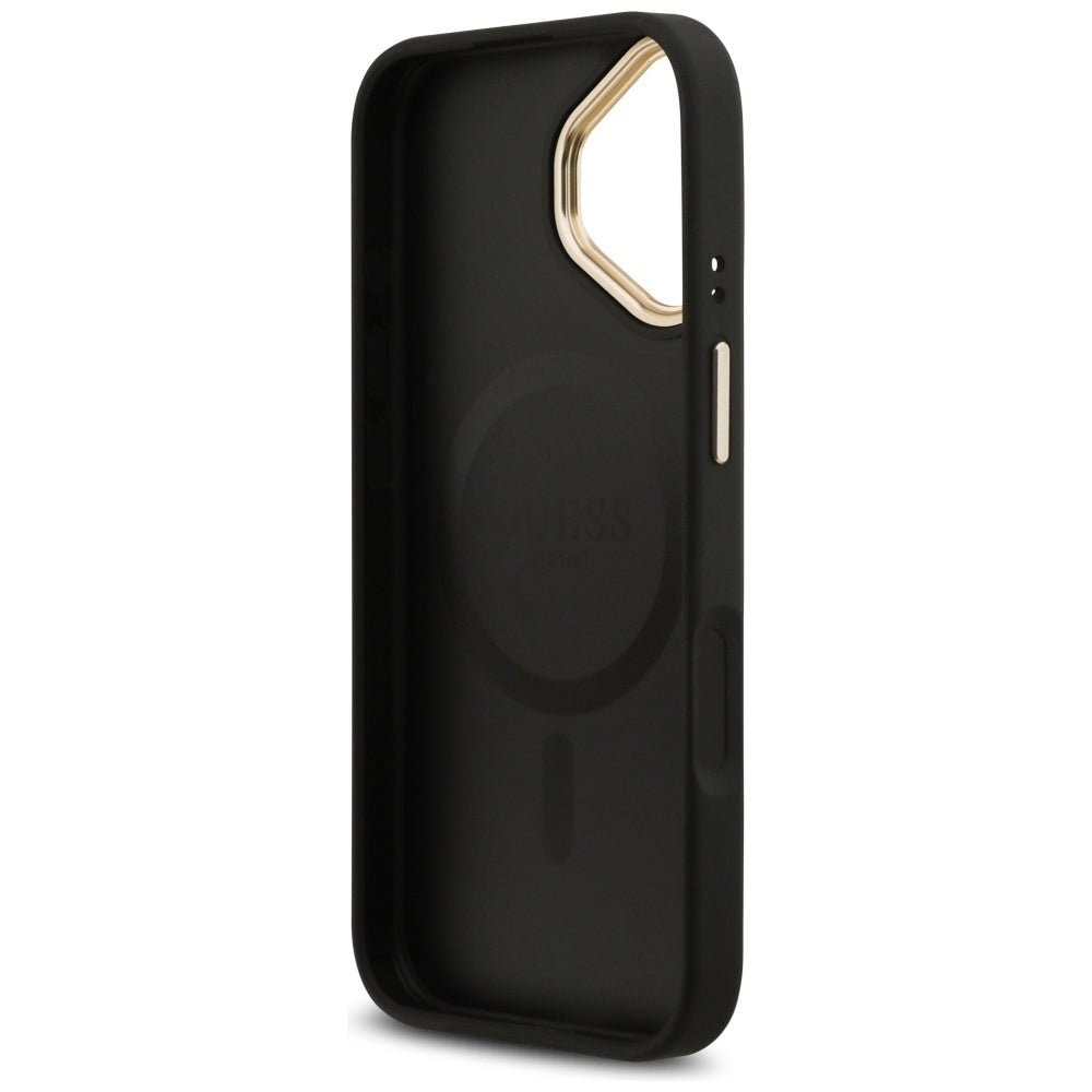 Guess 4G Strass Logo &amp; Big Strap Metal Buttons MagSafe Case for iPhone 17 - Black_6