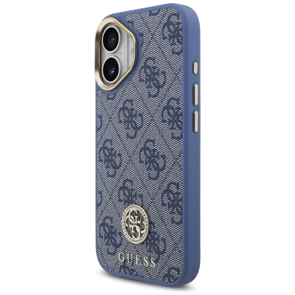 Guess 4G Strass Logo &amp; Big Strap Metal Buttons MagSafe Case for iPhone 17 - Blue_1