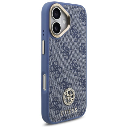 Guess 4G Strass Logo &amp; Big Strap Metal Buttons MagSafe Case for iPhone 17 - Blue_3