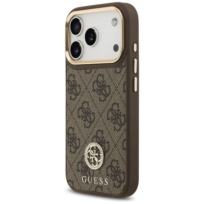 Guess 4G Strass Logo &amp; Big Strap Metal Buttons MagSafe Case for iPhone 17 Pro - Brown_1
