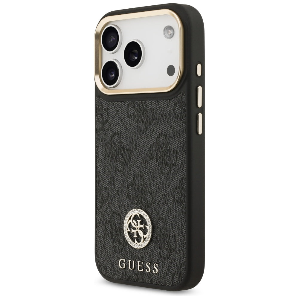 Guess 4G Strass Logo &amp; Big Strap Metal Buttons MagSafe Case for iPhone 17 Pro - Black_1