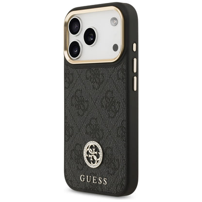 Guess 4G Strass Logo &amp; Big Strap Metal Buttons MagSafe Case for iPhone 17 Pro - Black_1