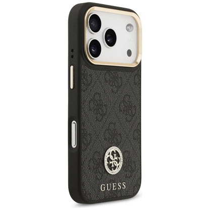 Guess 4G Strass Logo &amp; Big Strap Metal Buttons MagSafe Case for iPhone 17 Pro - Black_3