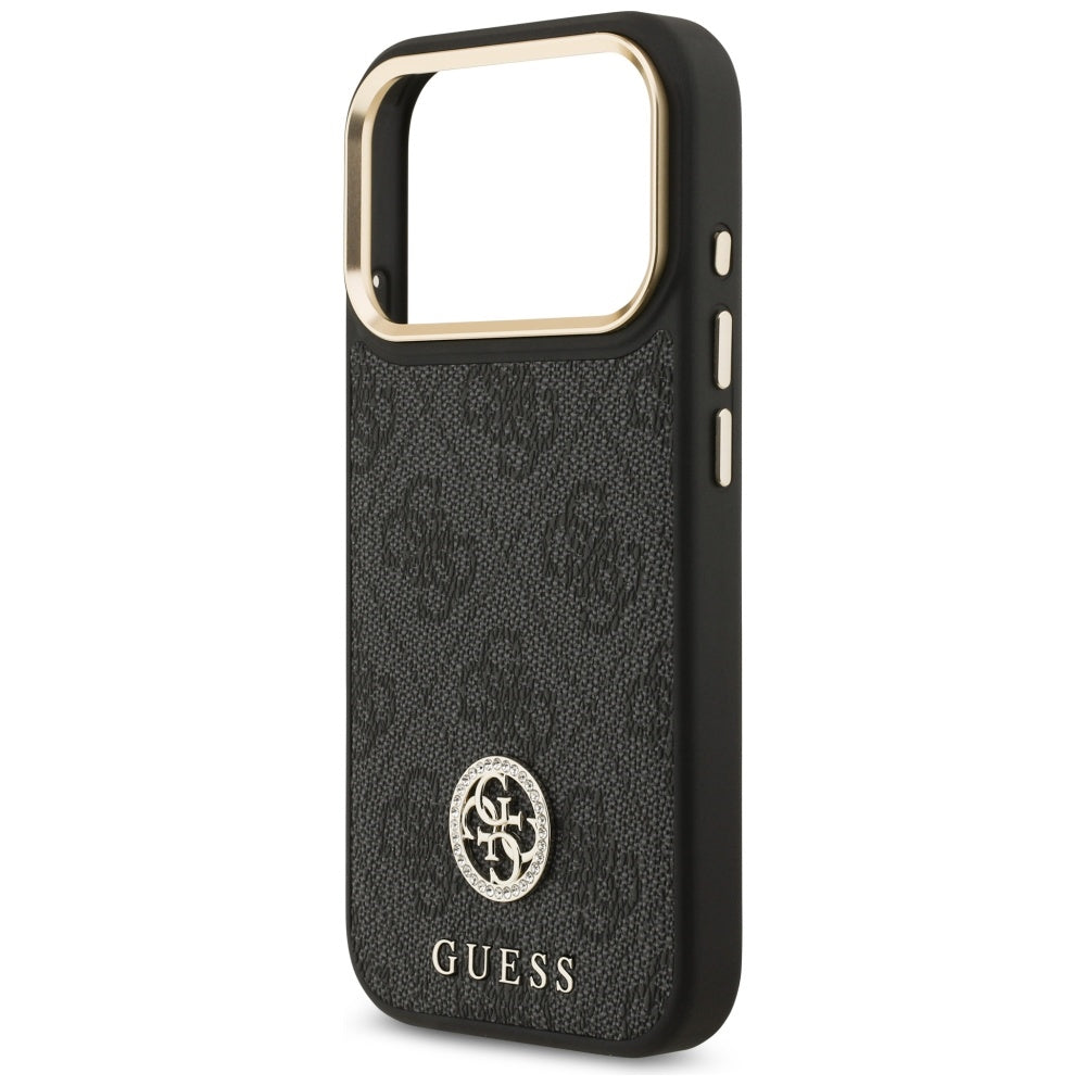 Guess 4G Strass Logo &amp; Big Strap Metal Buttons MagSafe Case for iPhone 17 Pro - Black_5