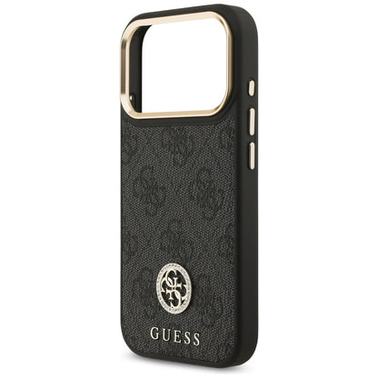 Guess 4G Strass Logo &amp; Big Strap Metal Buttons MagSafe Case for iPhone 17 Pro - Black_5