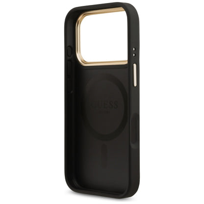 Guess 4G Strass Logo &amp; Big Strap Metal Buttons MagSafe Case for iPhone 17 Pro - Black_6