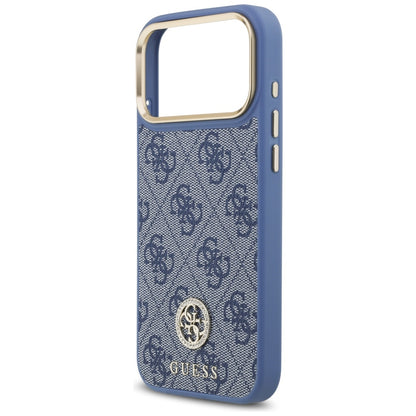 Guess 4G Strass Logo &amp; Big Strap Metal Buttons MagSafe Case for iPhone 17 Pro Max - Blue_5