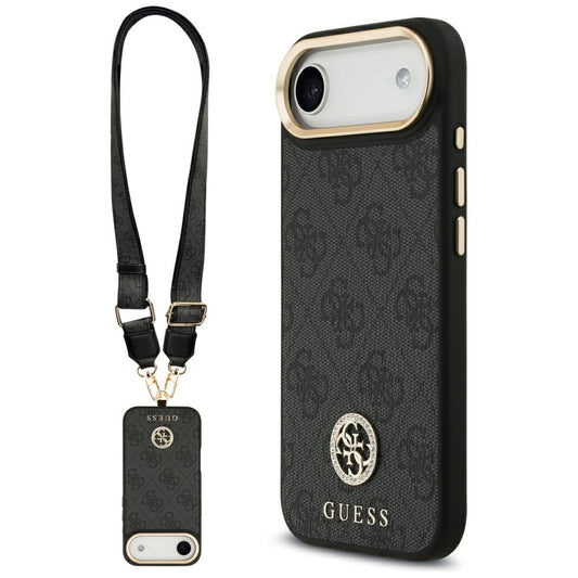 Guess 4G Strass Logo &amp; Big Strap Metal Buttons MagSafe Case for iPhone Air - Black_0