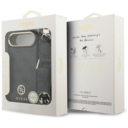 Guess 4G Strass Logo &amp; Big Strap Metal Buttons MagSafe Case for iPhone Air - Black_8