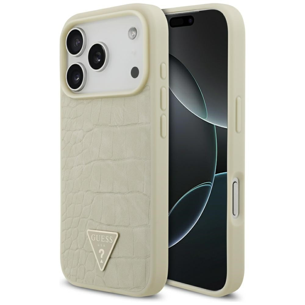 Guess Croco Triangle Logo MagSafe case for iPhone 17 Pro - gold_0