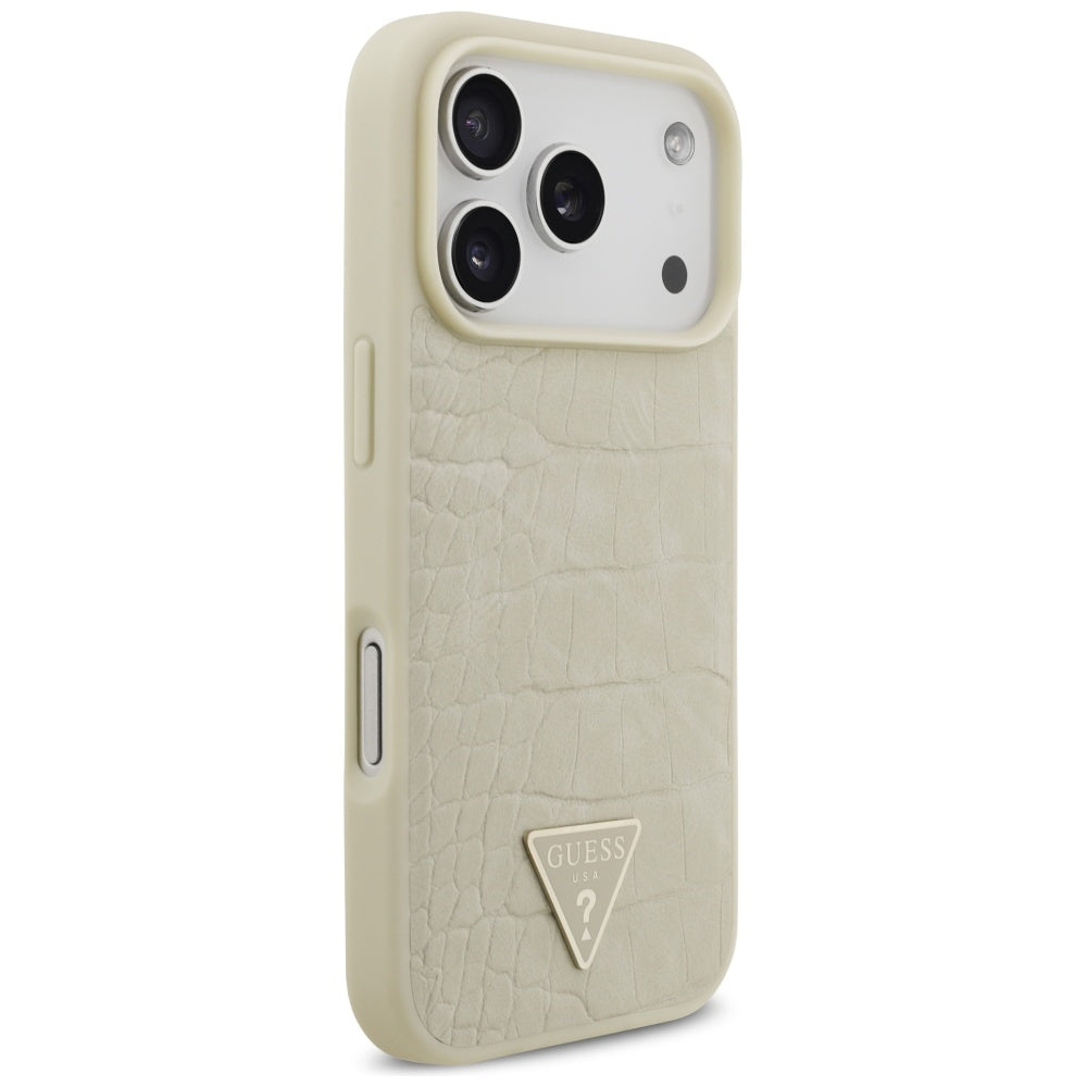 Guess Croco Triangle Logo MagSafe case for iPhone 17 Pro - gold_3