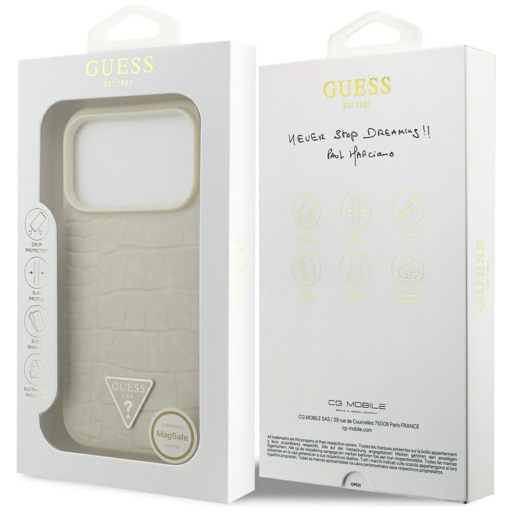 Guess Croco Triangle Logo MagSafe case for iPhone 17 Pro - gold_7