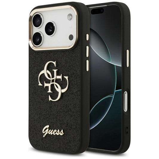 Guess Fixed Glitter Big 4G Metal Frame case for iPhone 17 Pro - black_0