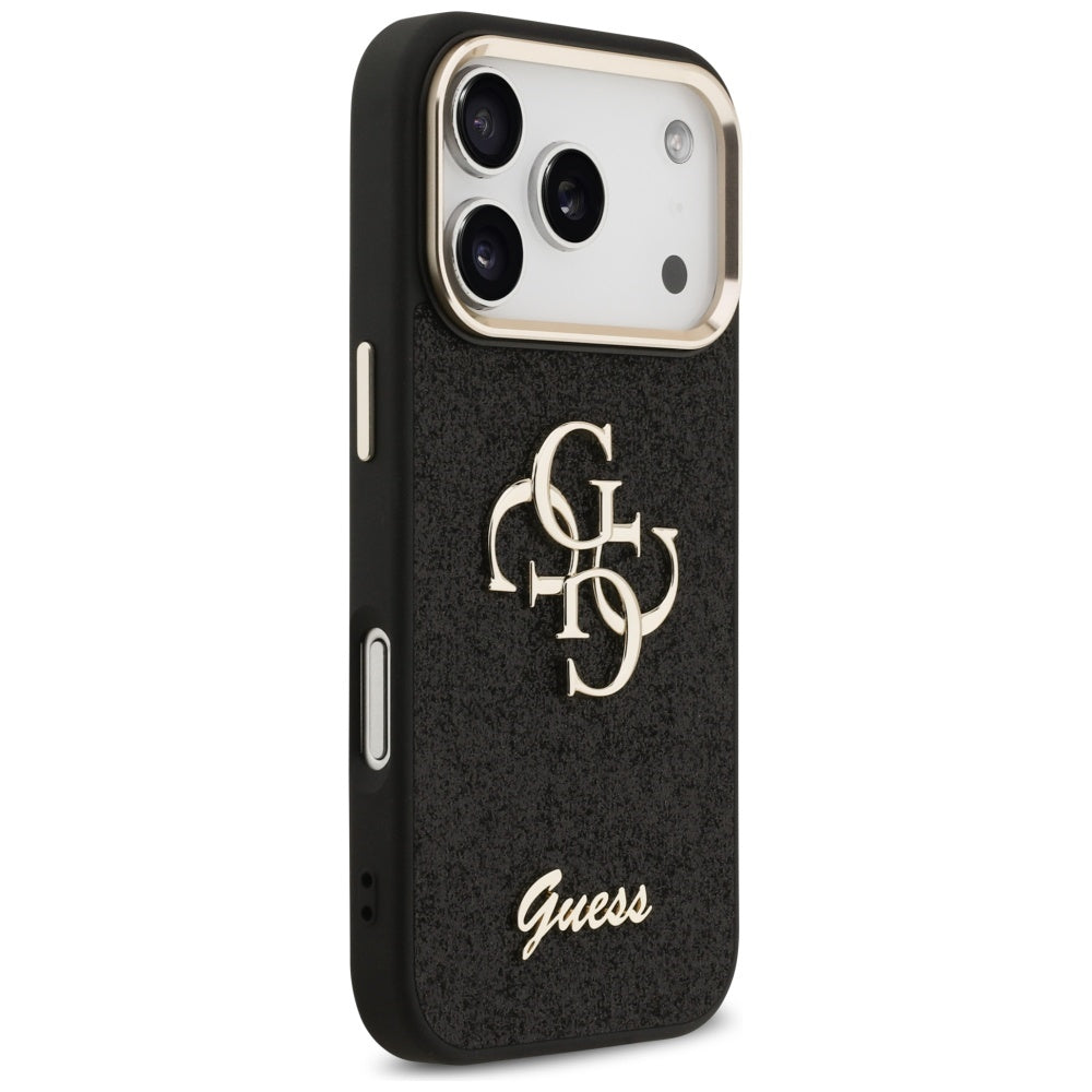 Guess Fixed Glitter Big 4G Metal Frame case for iPhone 17 Pro - black_3