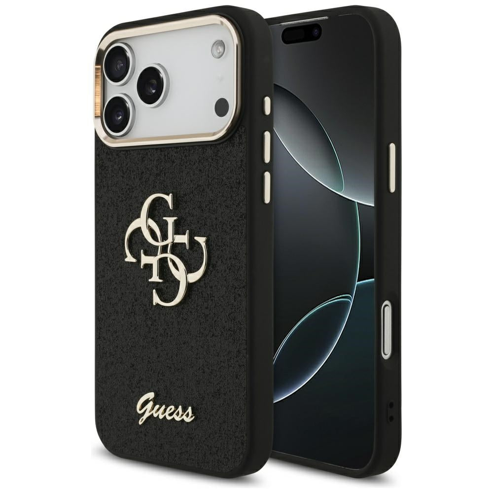Guess Fixed Glitter Big 4G Metal Frame case for iPhone 17 Pro Max - black_0