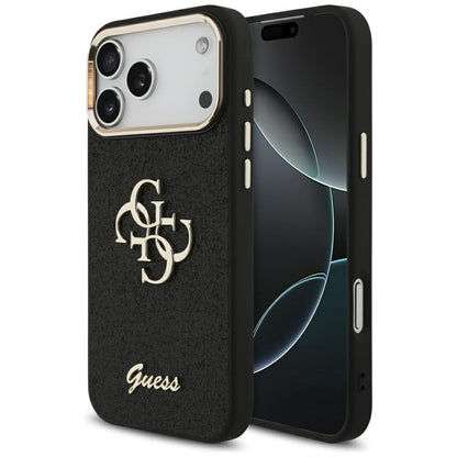 Guess Fixed Glitter Big 4G Metal Frame case for iPhone 17 Pro Max - black_0