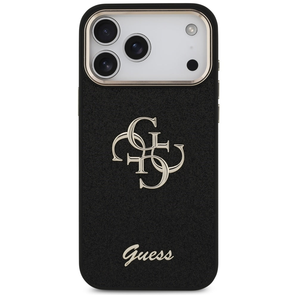 Guess Fixed Glitter Big 4G Metal Frame case for iPhone 17 Pro Max - black_2
