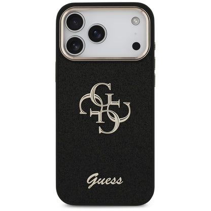 Guess Fixed Glitter Big 4G Metal Frame case for iPhone 17 Pro Max - black_2